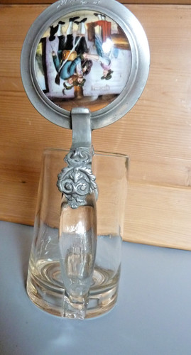 Glaskrug alt zinndeckel - glaskrug,