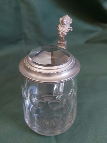 Glas bierkrug zinn deckel mut - zinn,