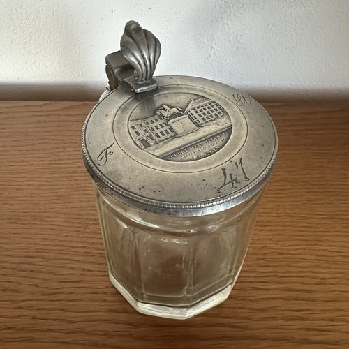 Antiker glaskrug zinndeckel - antiker, m.