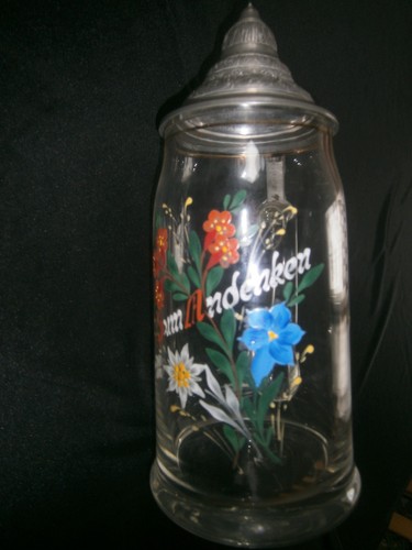 Alter glas krug mit - 1, lt.