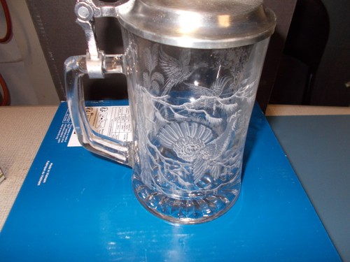 Glas bierkrug mit - glas, zinndeckel