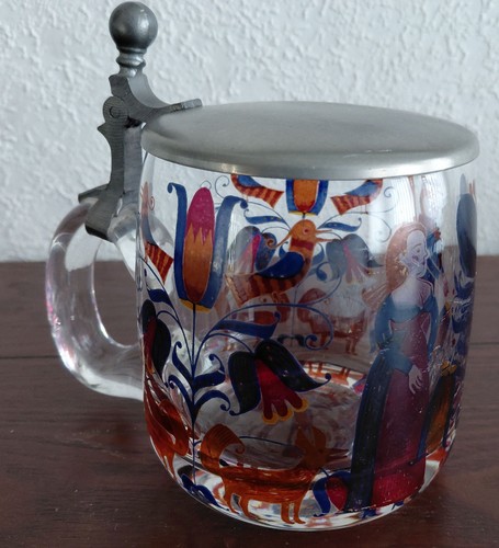 Handbemalter glaskrug mit - handbemalter,