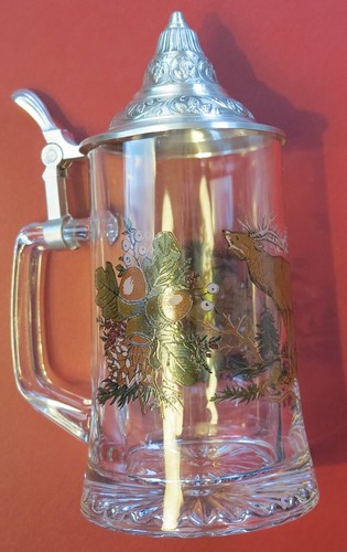 Bierkrug glaskrug zinndeckel - glaskrug,