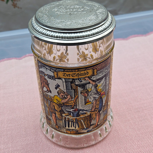 Bierkrug glaskrug zinndeckel - glaskrug,