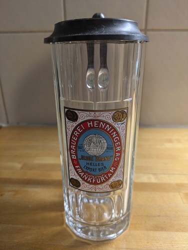 Glaskrug bierkrug henninger - bierkrug,