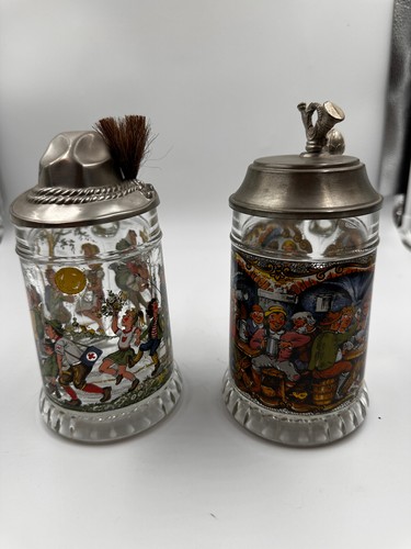 Glas bierkrug zinndeckel - bierkrug, ,