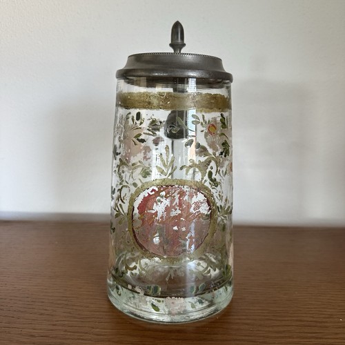 Antiker biedermeier glas krug - glas,