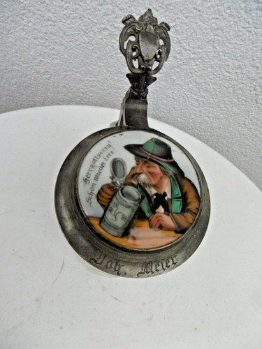 Glaskrug mit zinndeckel - glaskrug,