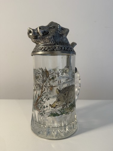 Glas bierkrug mit zinndeckel - mit,