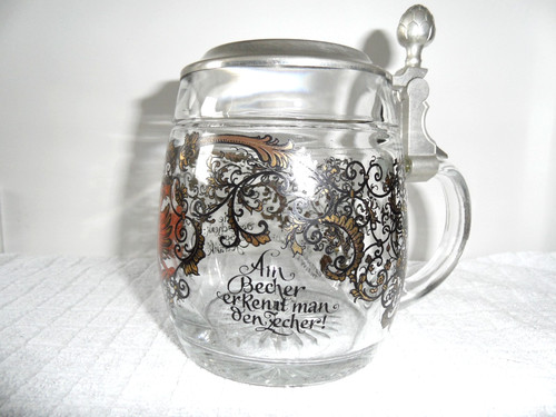 Bierkrug glas mit - mit, zinndeckel