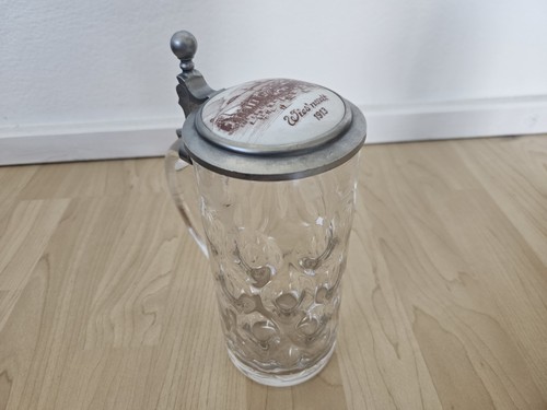 Bierkrug glaskrug zinndeckel - glaskrug,