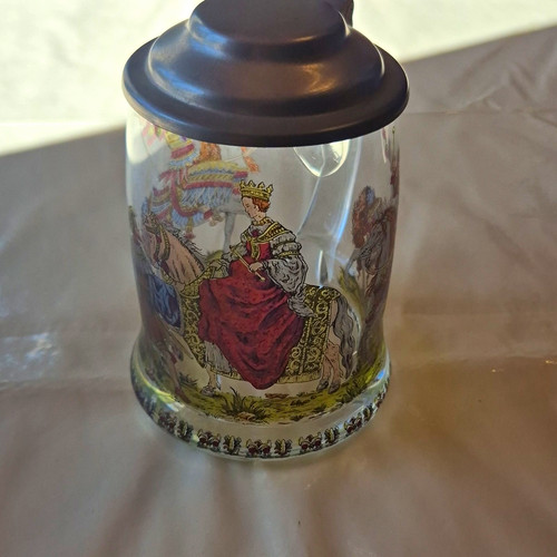 Glas bierkrug mit zinndeckel - glas-bierkrug,
