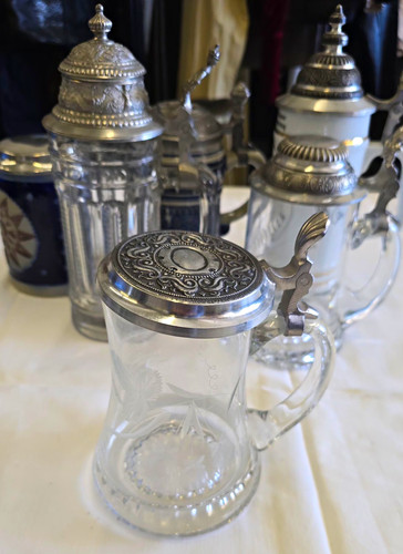 Glas bierkrug mit zinndeckel - mit,