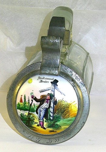 Antiker glas bierkrug mit - bierkrug,