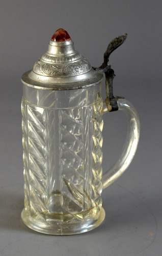 Glaskrug mit zinndeckel 5 - zinndeckel,, 0,5