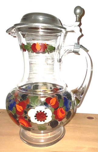 Glaskrug kanne zinndeckel - kanne,