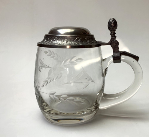 Glaskrug mit zinndeckel - mit,