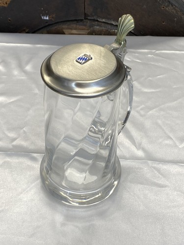 Bierkrug glas zinndeckel - glas,